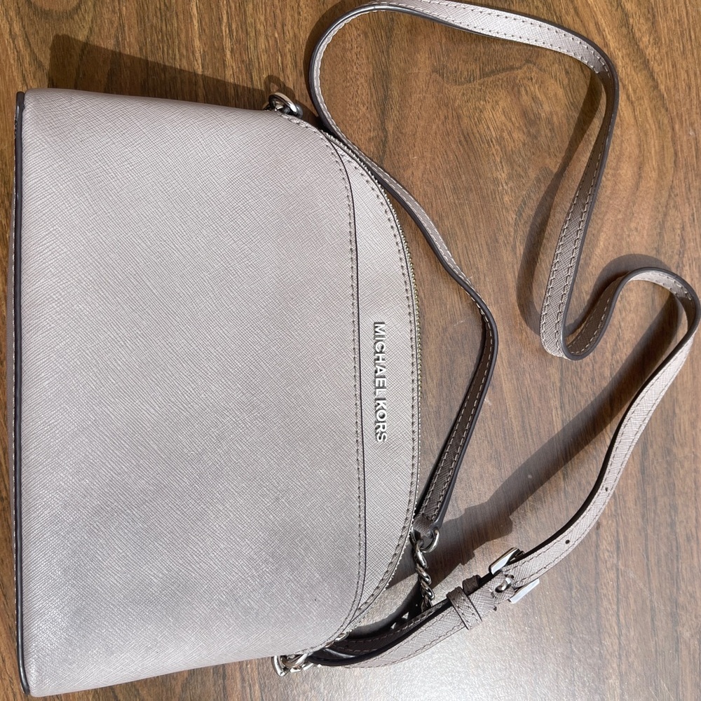 Michael Kors Gray Crossbody Bag with Modern Metallic Finish